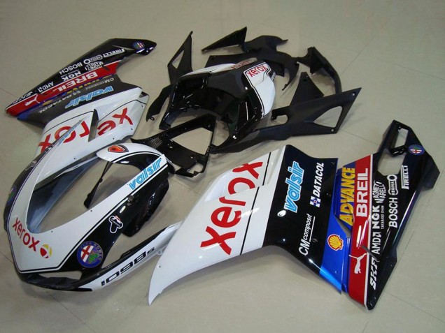 Online Blanco Azul Rojo Negro Brillante Negro Xerox Valsir Carenado Moto Ducati 1098 2007-2014