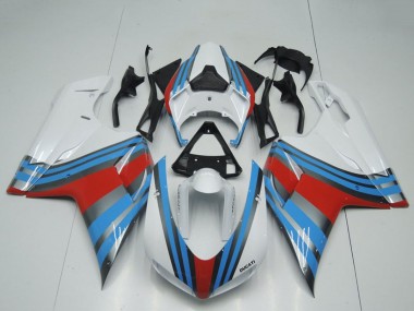 Online Blanco Azul Rojo Carenado Moto Ducati 848 1098 1198 2007-2014
