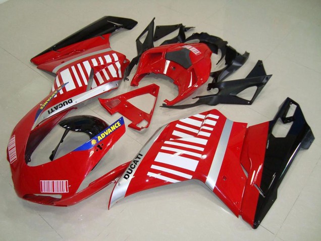 Online Plata Azul Rojo Negro Brillante Carenado Moto Ducati 848 1098 1198 2007-2014