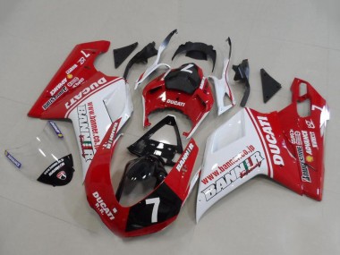 Online Blanco Rojo Negro Brillante Banner 7 Carenado Moto Ducati 848 1098 1198 2007-2014