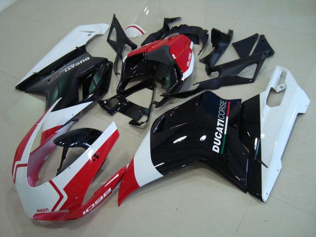 Online Blanco Rojo Negro Brillante Corse Carenado Moto Ducati 1098 2007-2014