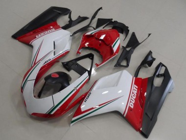 Online Blanco Rojo Verde Negro Mate Carenado Moto Ducati 1198 2007-2014