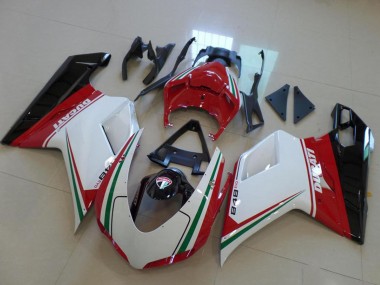 Online Blanco Rojo Verde Negro Brillante Carenados Moto Ducati 848 2007-2014