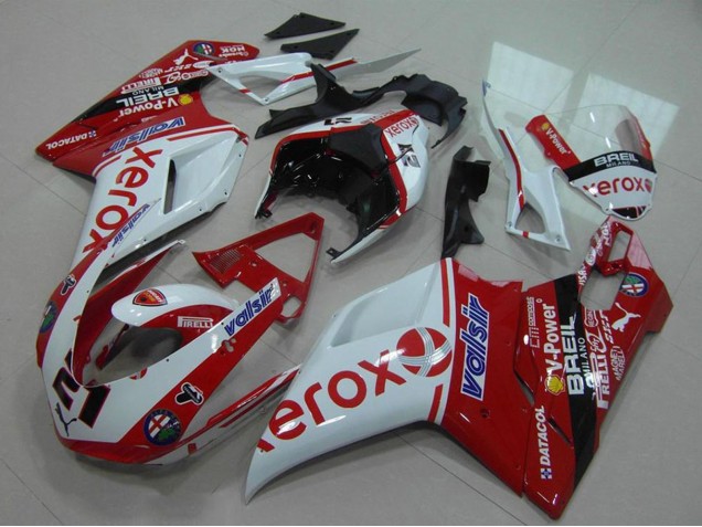 Online Blanco Rojo Negro Brillante Valsir Xerox OEM Estilo 21 Carenados Moto Ducati 848 1098 1198 2007-2014