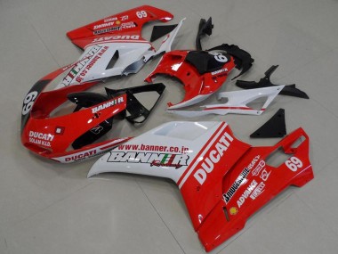 Online Blanco Rojo Negro Brillante Banner 69 Carenado Moto Ducati 848 1098 1198 2007-2014