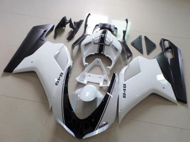 Online Blanco Negro Mate Carenados Moto Ducati 848 2007-2014