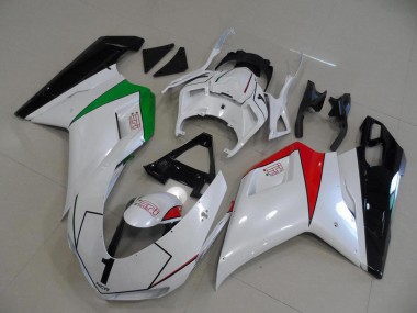Online Blanco Brillante Rojo Verde Negro Brillante Carenado Moto Ducati 848 1098 1198 2007-2014