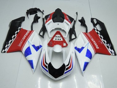 Online Blanco Rojo Azul Negro Brillante Corse Carenado Moto Ducati 848 1098 1198 2007-2014