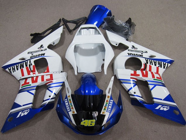 Online Blanco Azul Rojo Fiat Michelin Motul 46 Carenado Moto Yamaha YZF R6 1998-2002