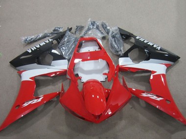 Online Rojo Blanco Negro Brillante Kits Carenados Moto Yamaha YZF R6 2003-2004