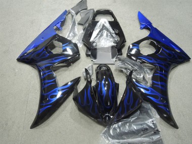 Online Negro Brillante Azul Llama Carenado Moto Yamaha YZF R6 2003-2004