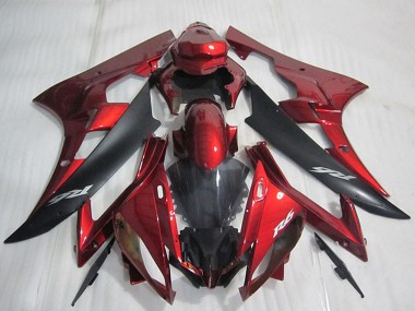 Online Rojo Negro Mate Carenados Moto Yamaha YZF R6 2006-2007