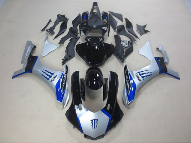 Online Plata Azul Negro Brillante Monstruo Carenado Moto Yamaha YZF R1 2015-2019