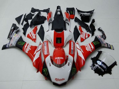 Online Blanco Rojo Negro Verde Monstruo Milwaukee Carenado Moto Yamaha YZF R1 2015-2019