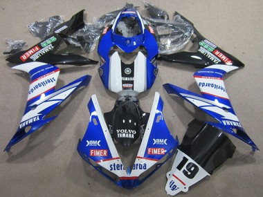 Online Blanco Azul Negro Rojo Volvo Sterilgarda 19 Carenado Moto Yamaha YZF R1 2004-2006