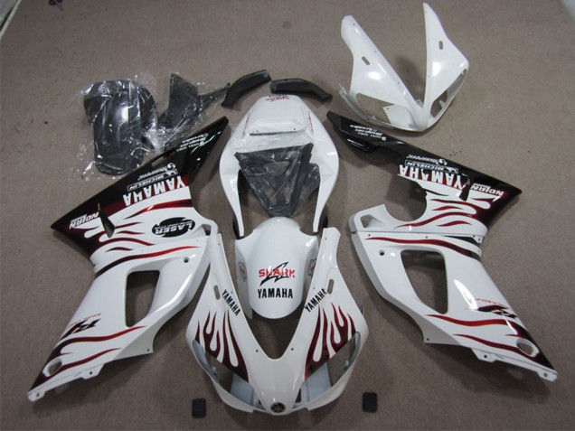 Online Blanco Rojo Negro Llama Carenado Moto Yamaha YZF R1 2009-2011