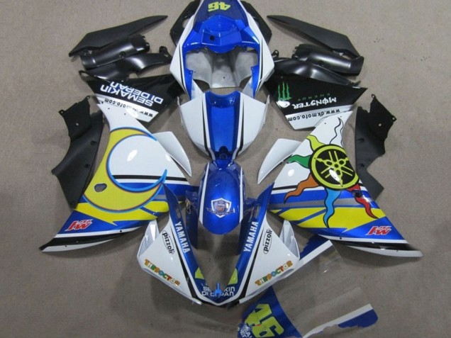 Online Blanco Azul Amarillo Verde Monstruo Semakin Didepan Carenado Moto Yamaha YZF R1 2009-2011