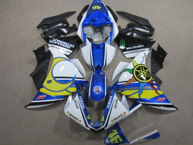Online Blanco Azul Amarillo Negro Pizzoli Semakin Didepan Monstruo Carenado Moto Yamaha YZF R1 2012-2014