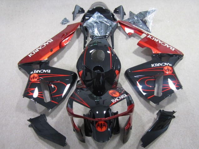 Online Negro Brillante Rojo RACARDI Carenado Moto Honda CBR600RR 2003-2004