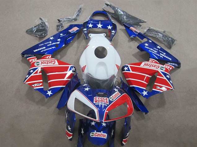 Online Blanco Rojo Azul Cycle World Castrol Carenado Moto Honda CBR600RR 2005-2006