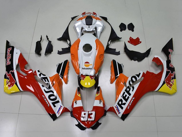 Online Naranja Blanco Rojo Negro Brillante Repsol Rojo Bull 93 Carenado Moto Honda CBR1000RR 2017-2023