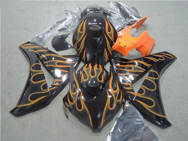 Online Negro Brillante Naranja Llama Carenado Moto Honda CBR1000RR 2008-2011