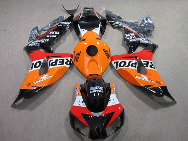 Online Naranja Blanco Rojo Negro Brillante Repsol Kits Carenado Moto Honda CBR1000RR 2006-2007