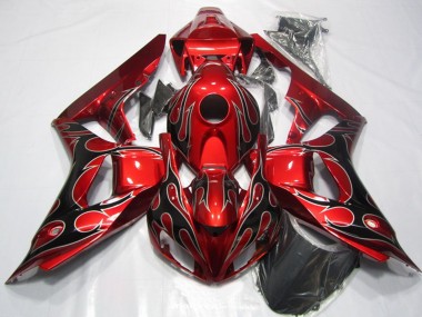 Online Rojo Negro Brillante Llama Carenados Moto Honda CBR1000RR 2006-2007