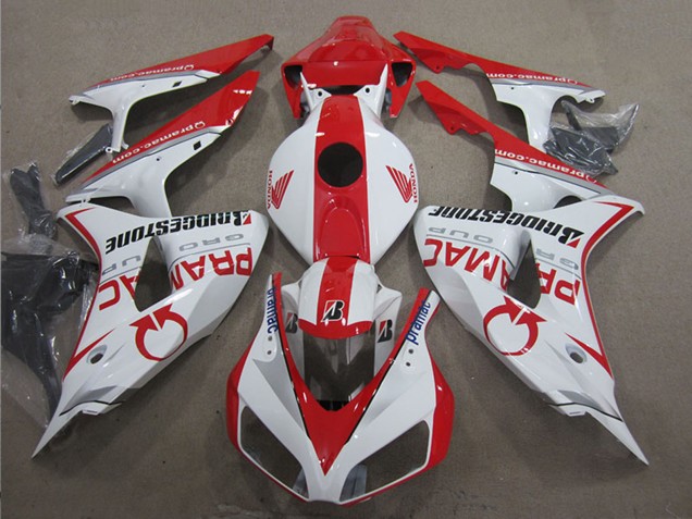 Online Blanco Rojo Pramac Bridgestone Carenado Moto Honda CBR1000RR 2006-2007