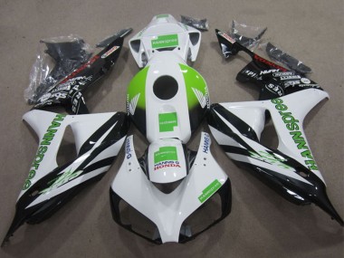 Online Blanco Verde Negro Brillante Hannspree Carenado Moto Honda CBR1000RR 2006-2007