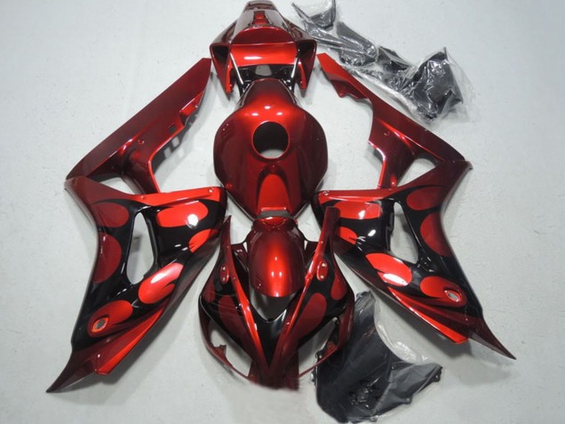 Online Rojo Negro Brillante Llama Carenado Moto Honda CBR1000RR 2006-2007