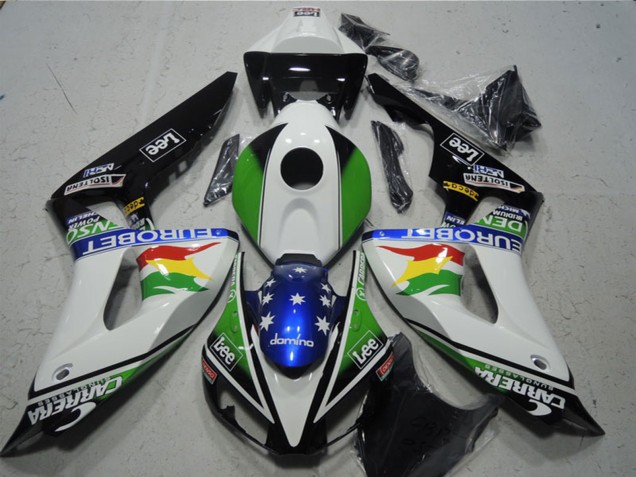 Online Blanco Verde Rojo Amarillo Azul Negro Brillante Carrera EuroBet Lee Carenado Moto Honda CBR1000RR 2006-2007