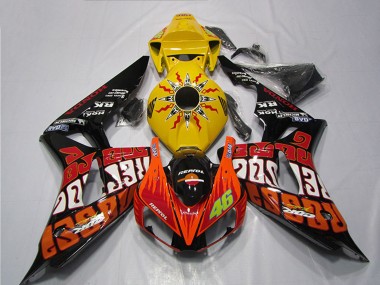 Online Amarillo Naranja Negro Brillante Repsol Rossi 46 Carenados Moto Honda CBR1000RR 2004-2005