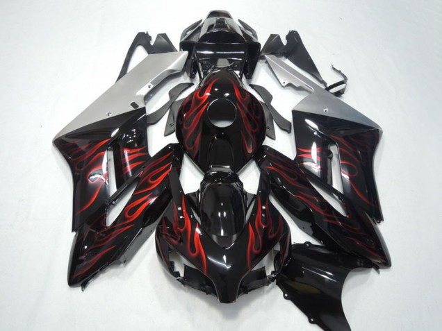Online Plata Negro Brillante Rojo Llama Carenado Moto Honda CBR1000RR 2004-2005