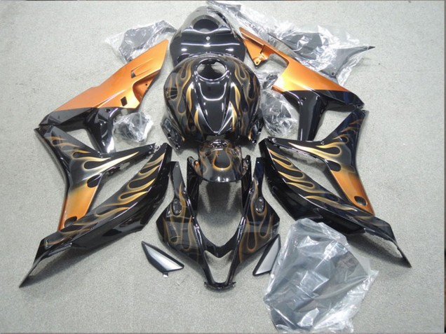Online Negro Brillante Oro Llama Carenado Moto Honda CBR1000RR 2004-2005