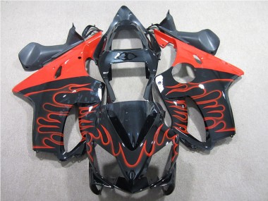 Online Negro Brillante Rojo Llama Kits Carenados Moto Honda CBR600 F4i 2001-2003
