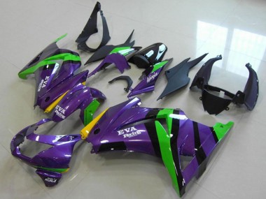 Online Púrpura Verde Amarillo Negro EVA Racing Carenado Moto Kawasaki ZX250R 2008-2012