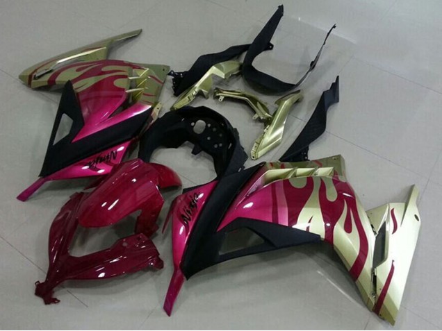 Online Oro Rosa Rojo Negro Carenado Moto Kawasaki ZX300R 2013-2018
