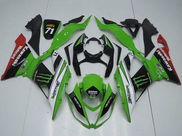 Online Verde Blanco Negro Rojo Monstruo Carenado Moto Kawasaki ZX6R 2013-2018