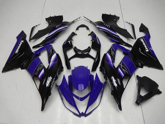 Online Azul Negro Brillante Kits Carenados Moto Kawasaki ZX6R 2013-2018