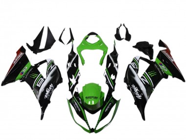 Online Verde Negro Blanco Elf Monstruo Carenado Moto Kawasaki ZX6R 2013-2018