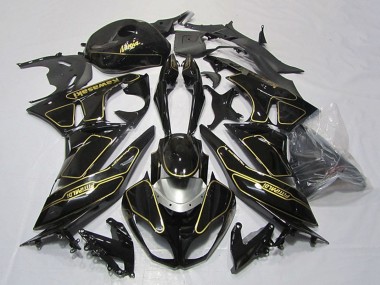 Online Negro Brillante Plata Oro Carenado Moto Kawasaki ZX6R 2009-2012