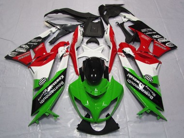 Online Blanco Rojo Verde Negro Brillante Carenado Moto Kawasaki ZX6R 2009-2012