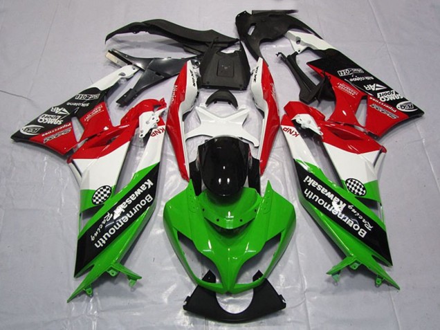 Online Blanco Rojo Verde Negro Brillante Carenado Moto Kawasaki ZX6R 2009-2012