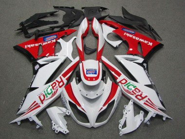 Online Blanco Rojo Negro Rapid Carenado Moto Kawasaki ZX6R 2009-2012