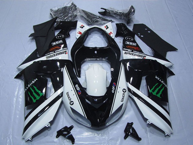 Online Negro Blanco Monstruo Touch4 Carenado Moto Kawasaki ZX6R 2007-2008