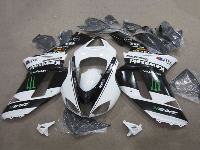 Online Negro Blanco Monstruo Carenado Moto Kawasaki ZX6R 2007-2008