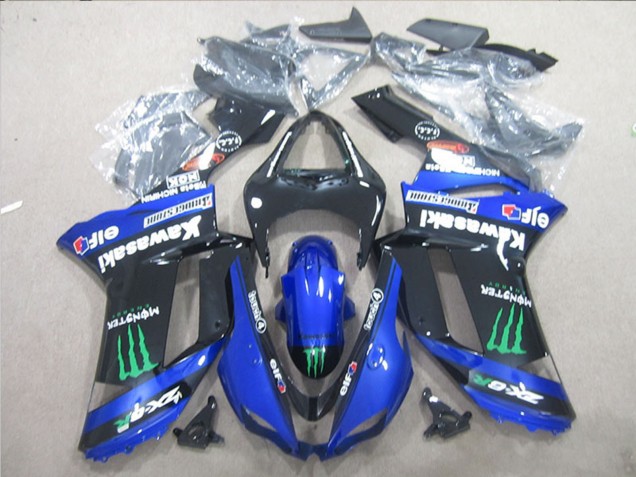 Online Negro Azul Verde Monstruo Carenado Moto Kawasaki ZX6R 2007-2008