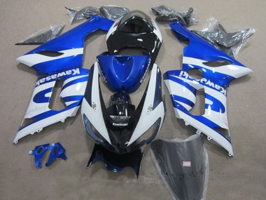 Online Azul Blanco Negro Carenado Moto Kawasaki ZX6R 2005-2006