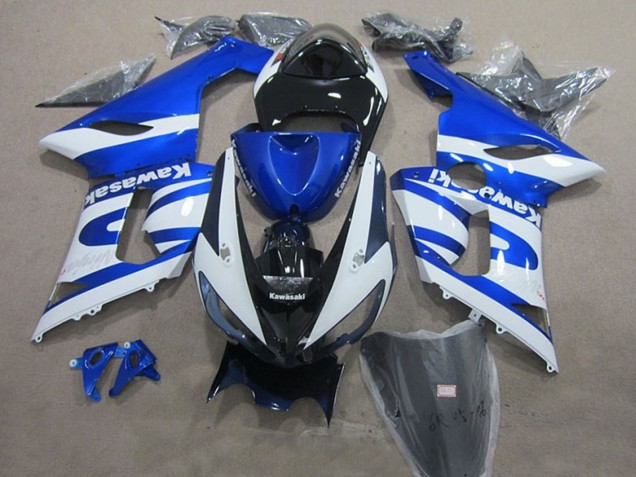 Online Azul Blanco Negro Carenado Moto Kawasaki ZX6R 2005-2006